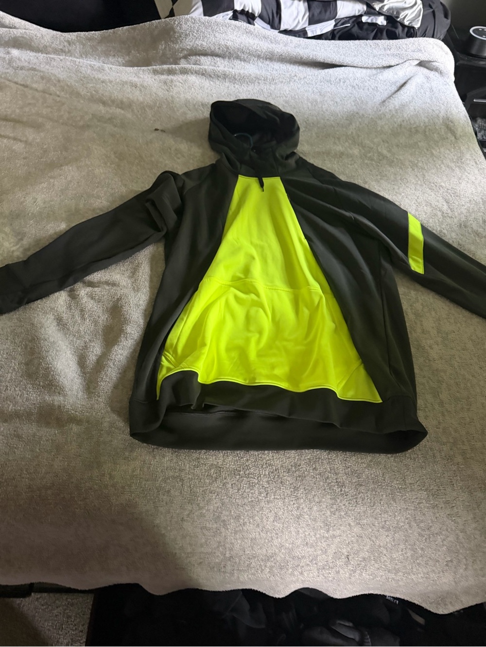 Nike Black and Neon Yellow Dri-FIT Hoodie
